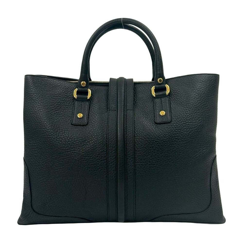 GUCCI Authentic Black Leather Tote Bag - Picture 3 of 10